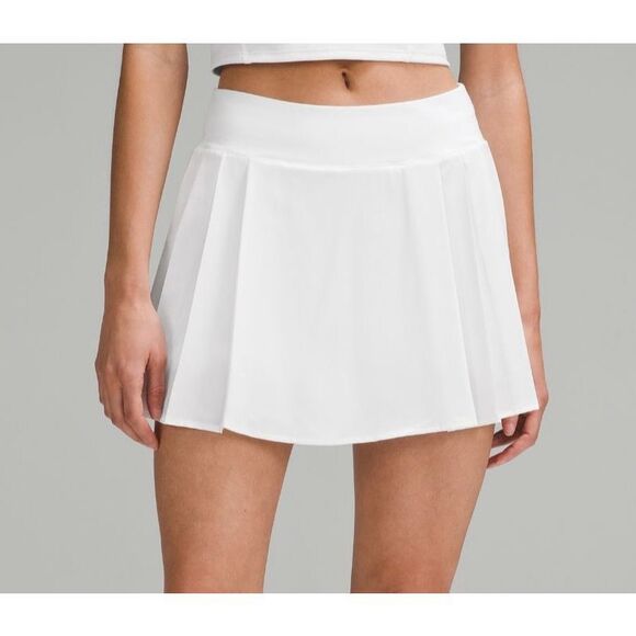 Lululemon Side Pleat High Rise Tennis White Skirt Skort size 10 White Athletic - Picture 1 of 12